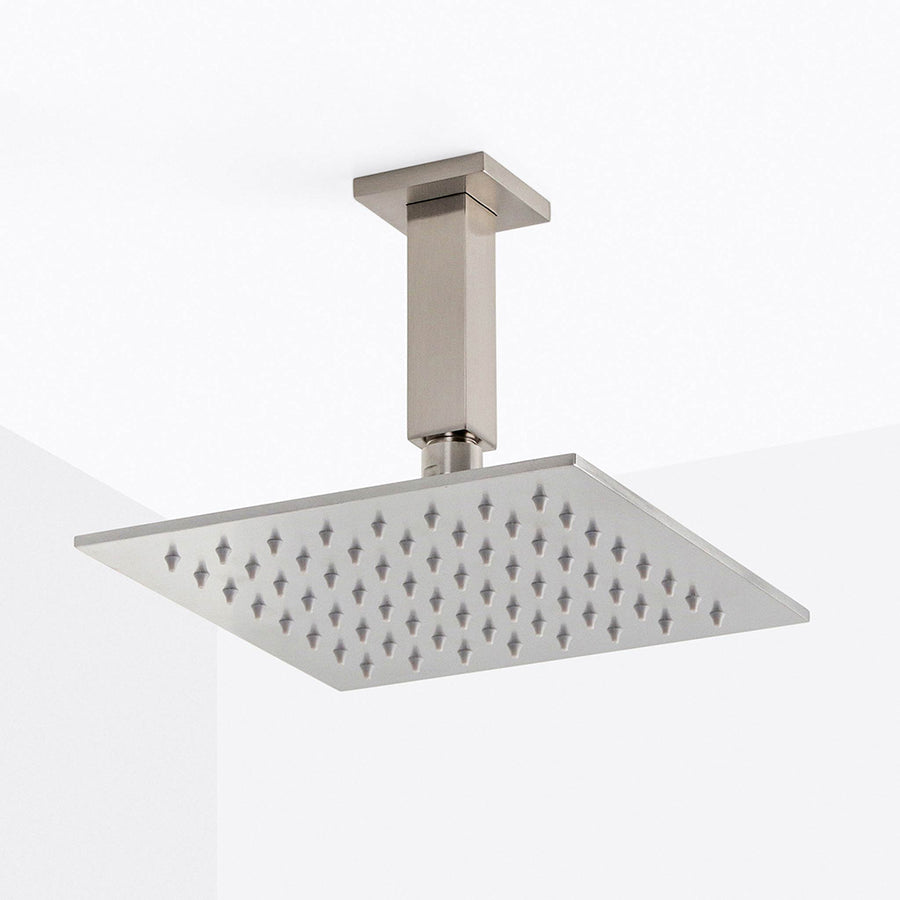 Devon Complete Square Shower Head - Ceiling Mount - 8" Brass/Brushed Nickel