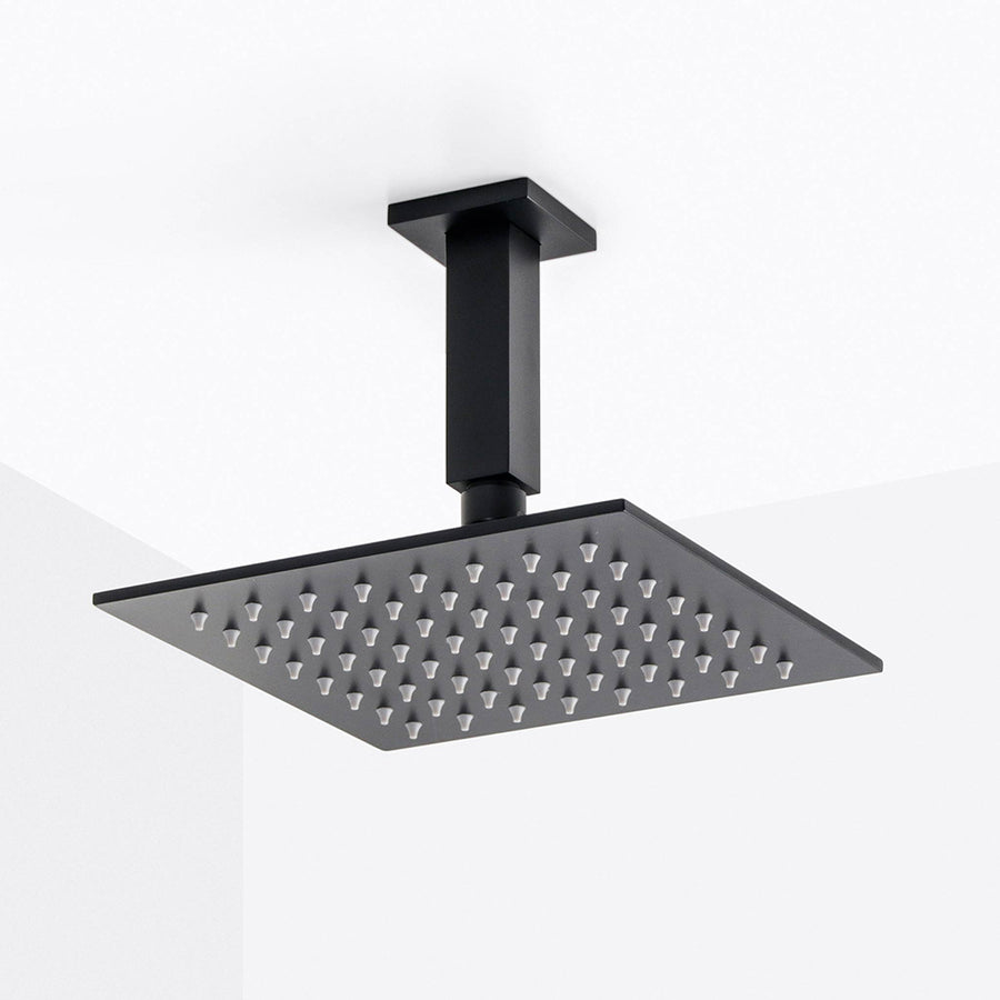 Devon Complete Square Shower Head - Ceiling Mount - 8" Brass/Matt Black