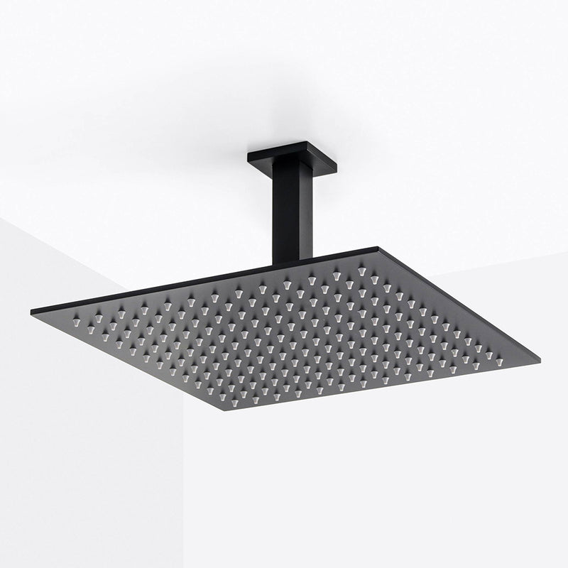 Devon Complete Square Shower Head - Ceiling Mount - 12" Brass/Matt Black