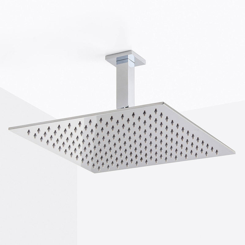 Devon Complete Square Shower Head - Ceiling Mount - 12" Brass/Polished Chrome