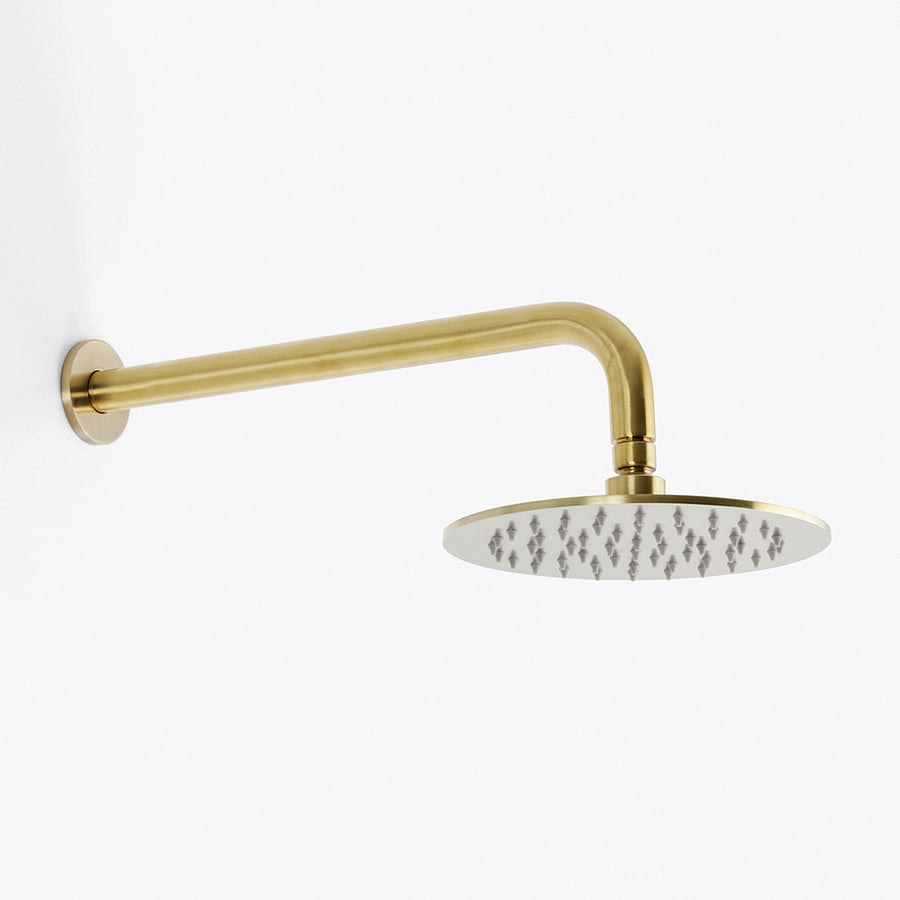 Metro Complete Round Shower Head - Wall Mount - 8" Brass/Satin Brass