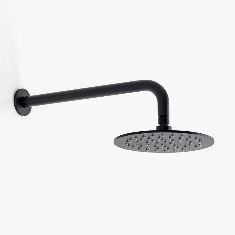 Metro Complete Round Shower Head - Wall Mount - 8" Brass/Matt Black