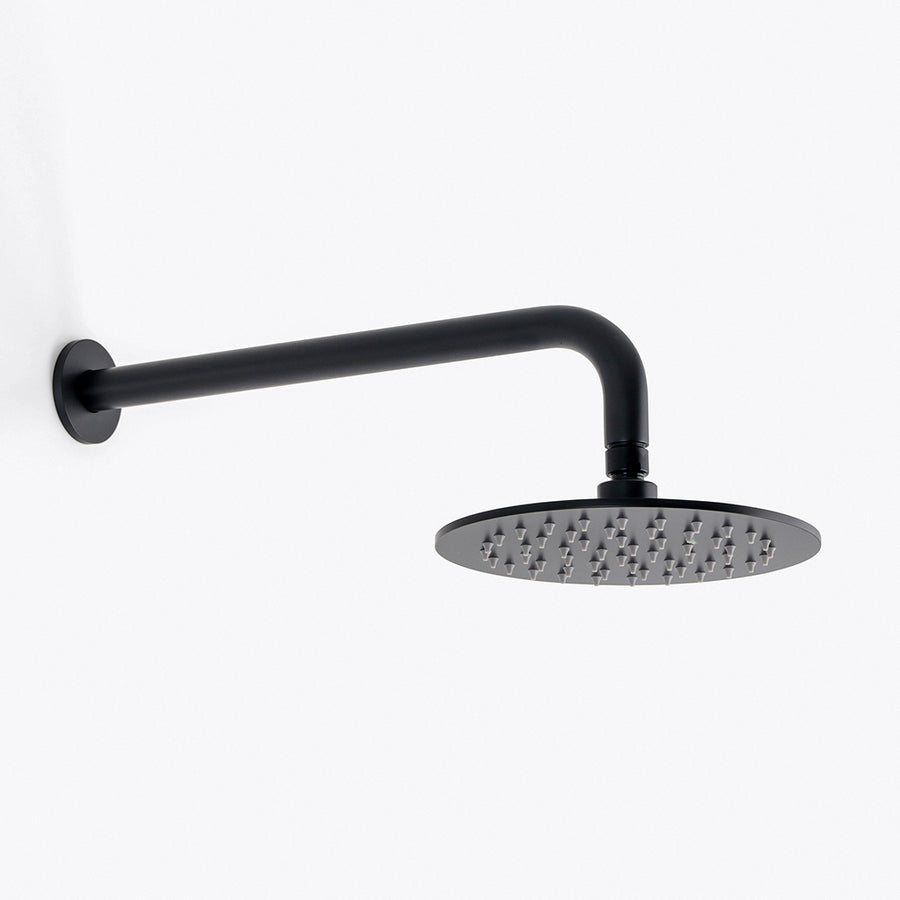Metro Complete Round Shower Head - Wall Mount - 8" Brass/Matt Black