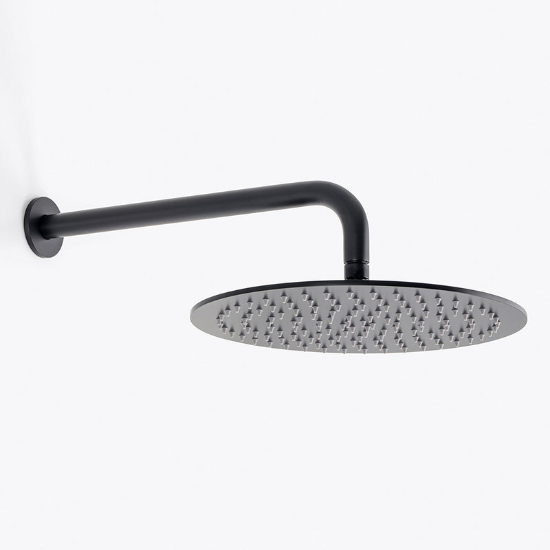 Metro Complete Round Shower Head - Wall Mount - 12" Brass/Matt Black