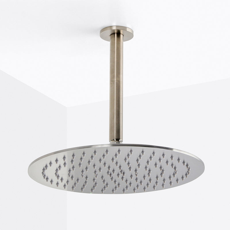 Metro Complete Round Shower Head - Ceiling Mount - 12" Brass/Brushed Nickel