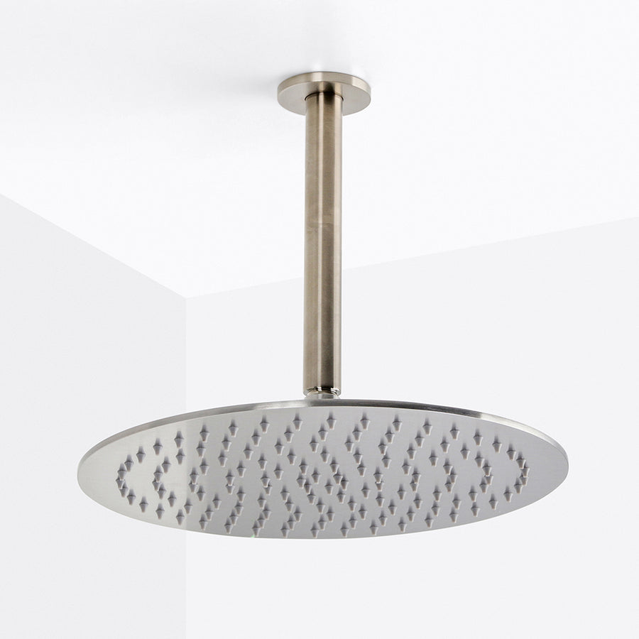 Metro Complete Round Shower Head - Ceiling Mount - 12" Brass/Brushed Nickel