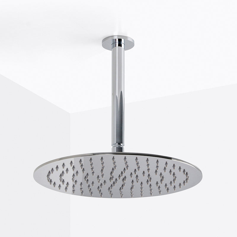 Metro Complete Round Shower Head - Ceiling Mount - 12" Brass/Polished Chrome