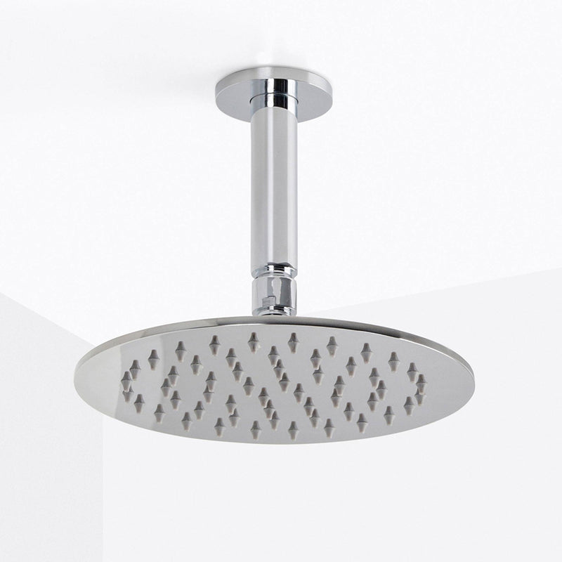 Metro Complete Round Shower Head - Ceiling Mount - 8" Brass/Polished Chrome