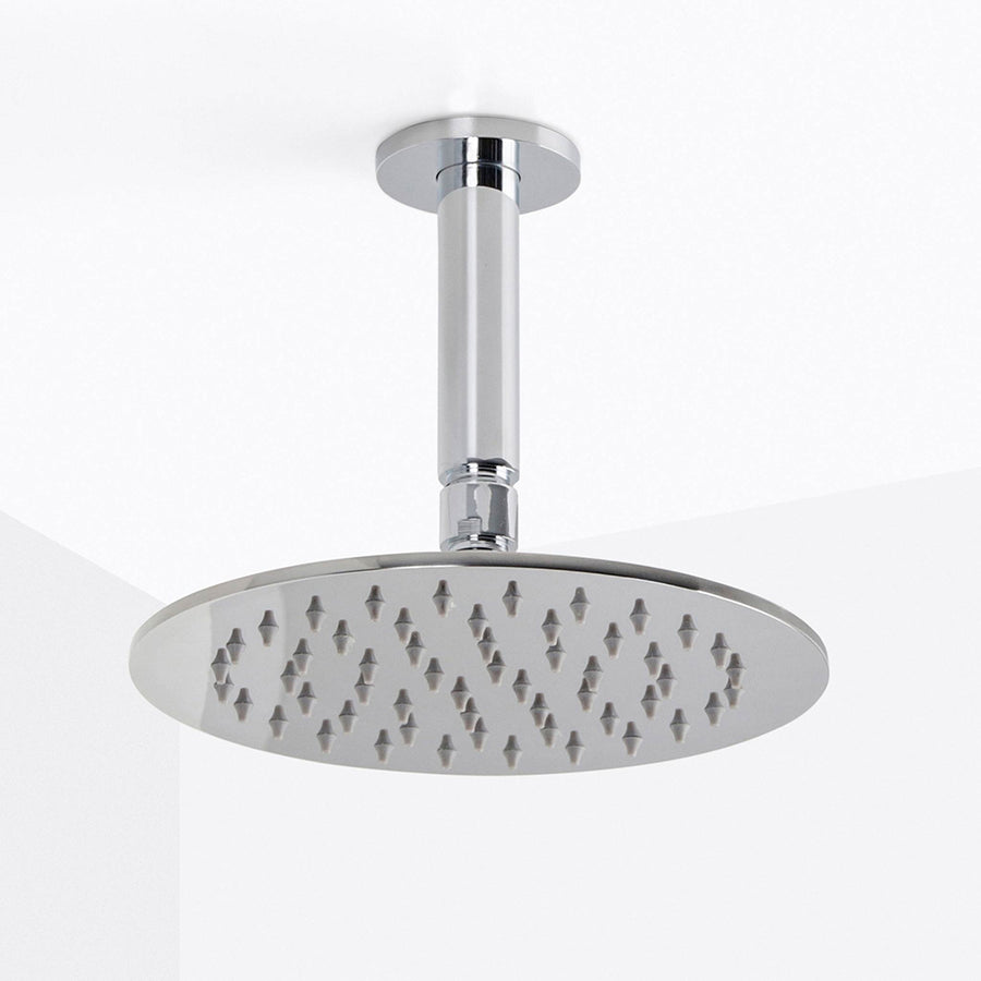 Metro Complete Round Shower Head - Ceiling Mount - 8" Brass/Polished Chrome