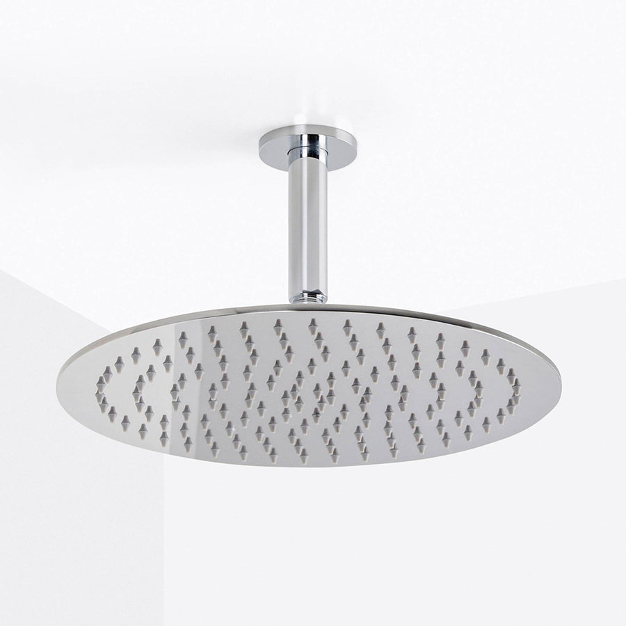 Metro Complete Round Shower Head - Ceiling Mount - 12" Brass/Polished Chrome