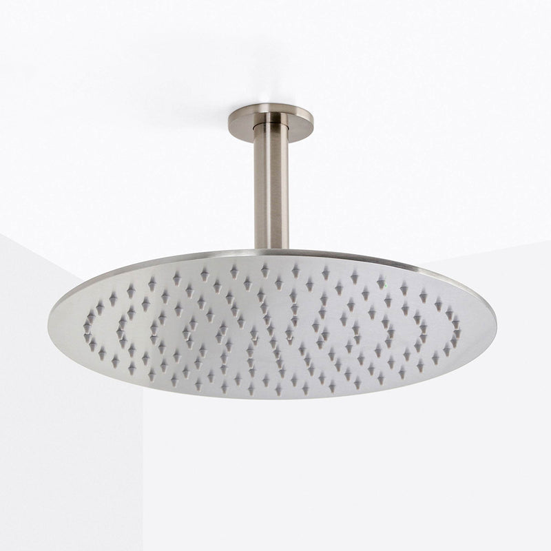 Metro Complete Round Shower Head - Ceiling Mount - 12" Brass/Brushed Nickel