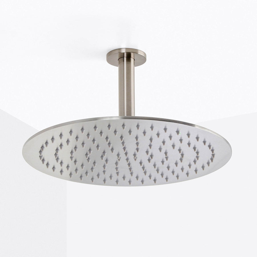 Metro Complete Round Shower Head - Ceiling Mount - 12" Brass/Brushed Nickel