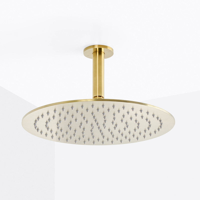 Metro Complete Round Shower Head - Ceiling Mount - 12" Brass/Satin Brass