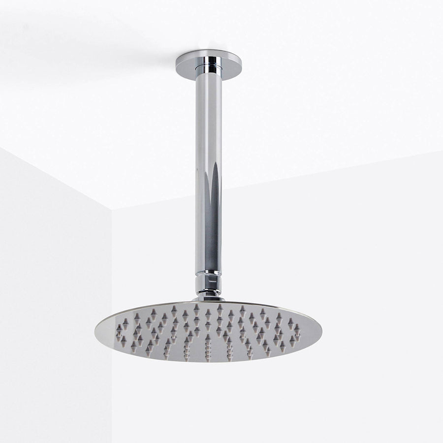 Metro Complete Round Shower Head - Ceiling Mount - 8" Brass/Polished Chrome