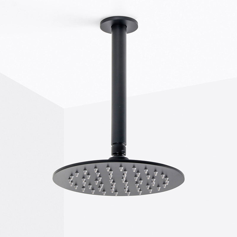Metro Complete Round Shower Head - Ceiling Mount - 8" Brass/Matt Black