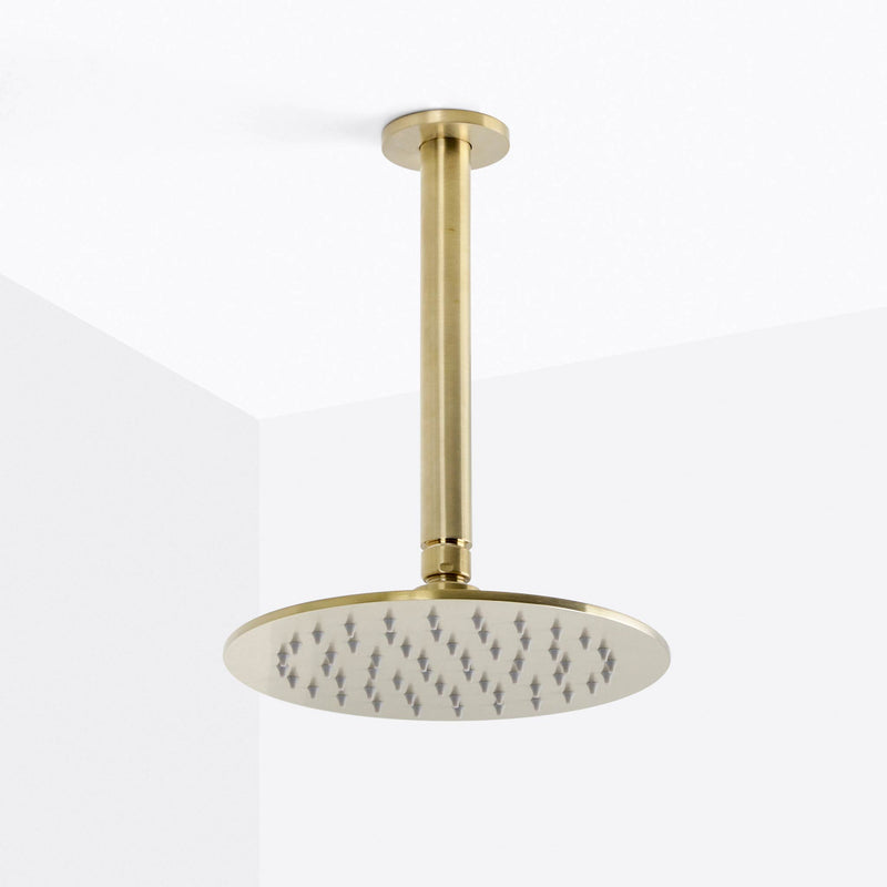 Metro Complete Round Shower Head - Ceiling Mount - 8" Brass/Satin Brass