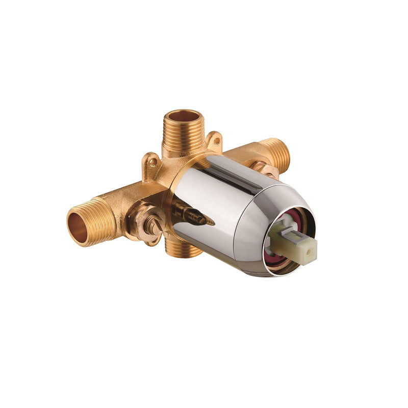 Devon 1 Way Pressure Balance Shower Mixer - Wall Mount - 5" Brass/Polished Chrome