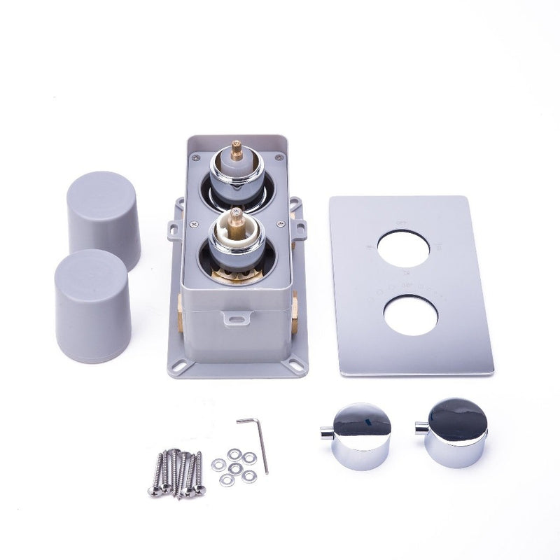 Metro 2-3 Way Thermostatic Shower Mixer - Wall Mount - 6" Brass/Polished Nickel