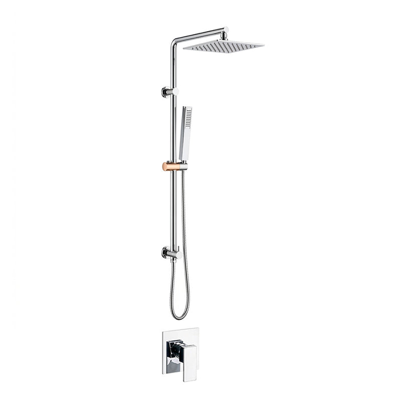 Devon 2 Way Pressure Balance Shower Column Set with Shower Head & Hand Shower - Wall Mount - 8" Brass/Polished Chrome