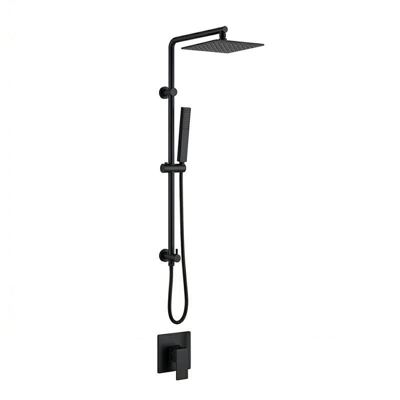 Devon 2 Way Pressure Balance Shower Column Set with Shower Head & Hand Shower - Wall Mount - 8" Brass/Matt Black