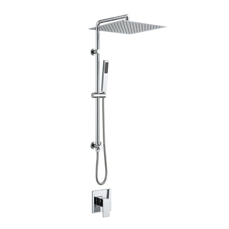 Devon 2 Way Pressure Balance Shower Column Set with Shower Head & Hand Shower - Wall Mount - 12" Brass/Polished Chrome