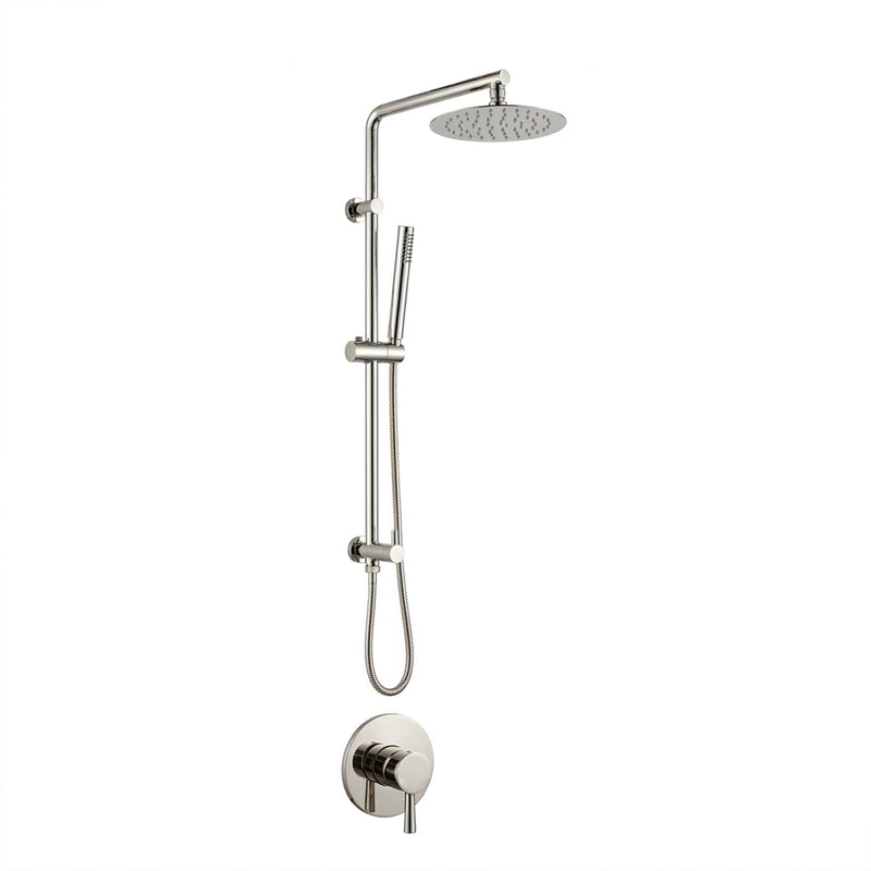 Metro 2 Way Pressure Balance Shower Column Set with Shower Head & Hand Shower - Wall Mount - 8" Brass/Polished Nickel