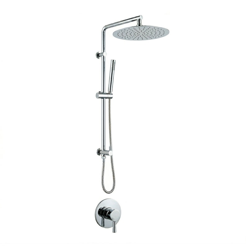 Metro 2 Way Pressure Balance Shower Column Set with Shower Head & Hand Shower - Wall Mount - 12" Brass/Polished Chrome