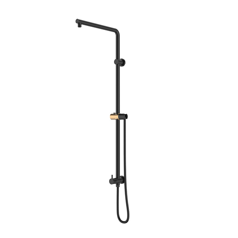 Metro 2 Way Pressure Balance Shower Column Set with Shower Head & Hand Shower - Wall Mount - 12" Brass/Matt Black