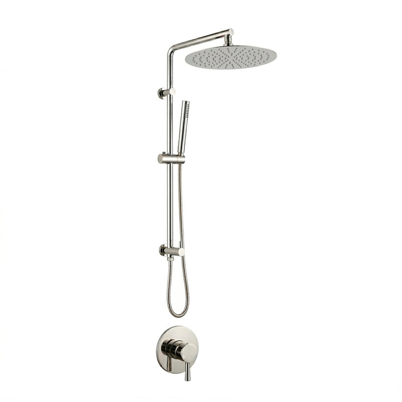 Metro 2 Way Pressure Balance Shower Column Set with Shower Head & Hand Shower - Wall Mount - 12" Brass/Polished Nickel