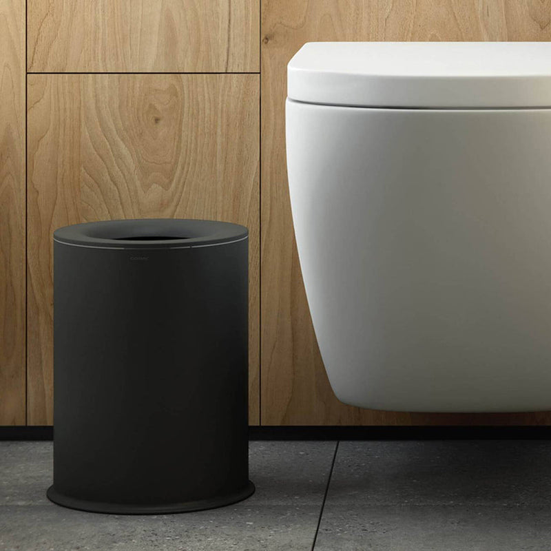 Architect S+ Geyser 5 Lts Bathroom Trash Can - Free Standing - 8" Stainless Steel/Plastic/Matt Black