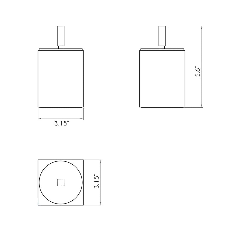 Metric Cotton Box - Free Standing - 4" Brass/Polished Chrome