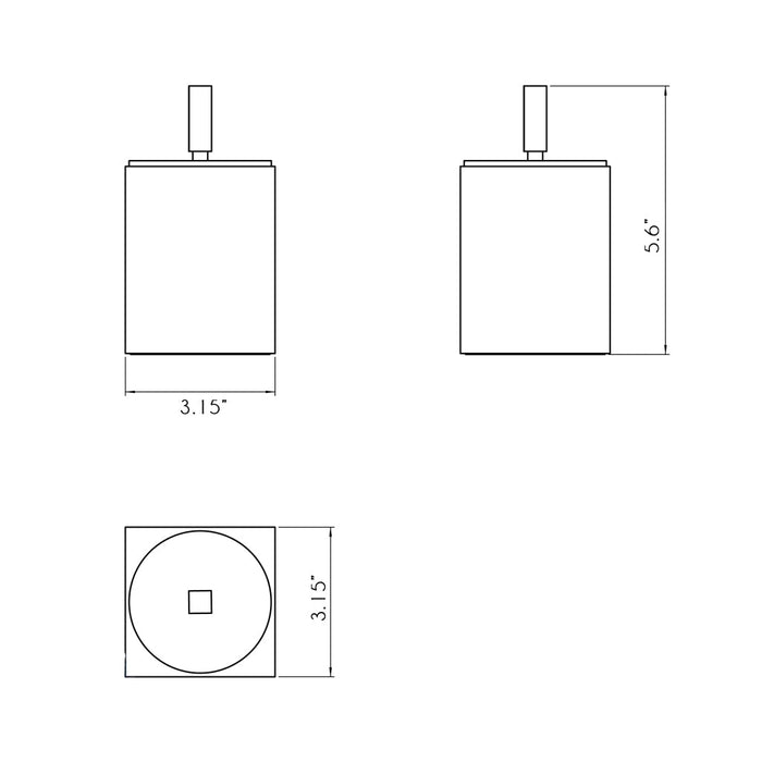 Metric Cotton Box - Free Standing - 4" Brass/Polished Chrome