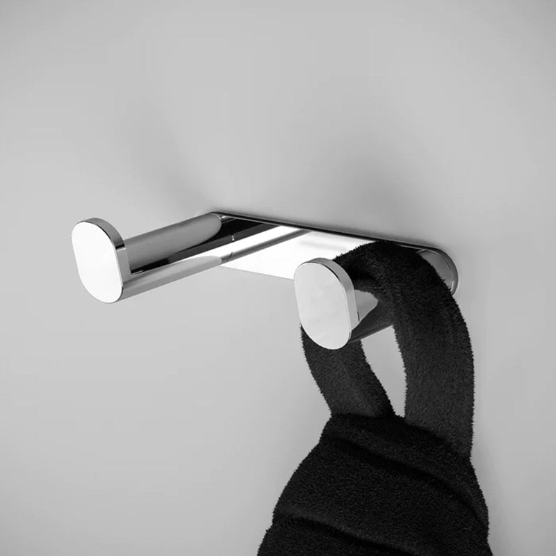 Micra Double Hook - Wall Mount - 4" Brass/Polished Chrome