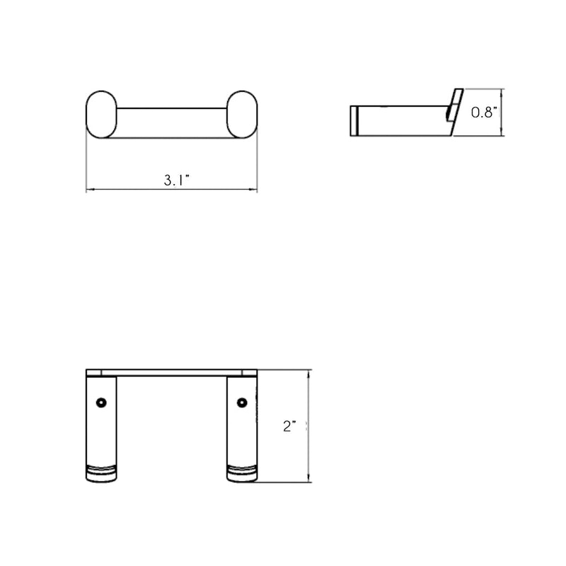 Micra Double Hook - Wall Mount - 4" Brass/Polished Chrome
