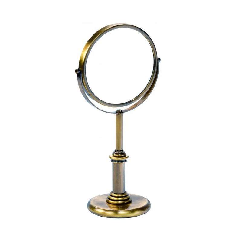 Windsor 3X Magnification Make-Up Mirror - Free Standing - 9" Brass/Glass/Antique Brass