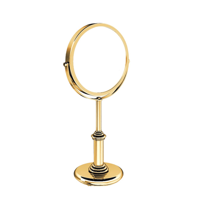 Windsor 3X Magnification Make-Up Mirror - Free Standing - 9" Brass/Glass/Gold