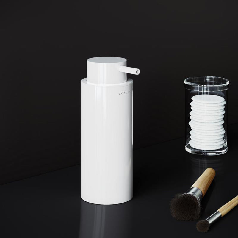 Black And White Soap Dispenser - Free Standing - 7" Brass/Glossy White