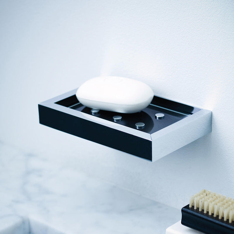 Urban Soap Dish - Wall Mount - 7" Brass/Glass/Polished Chrome/Black