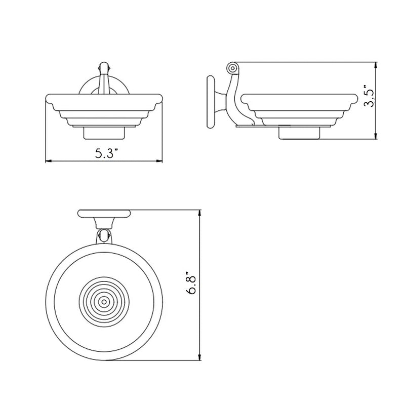 Windsor Soap Dish - Wall Mount - 6" Brass/Polished Chrome