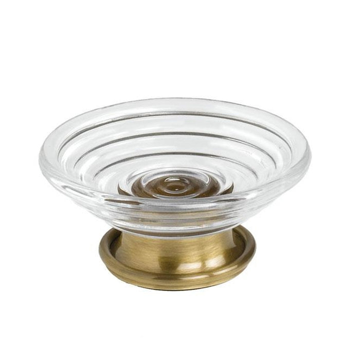Windsor Soap Dish - Free Standing - 6" Brass/Glass/Antique Brass