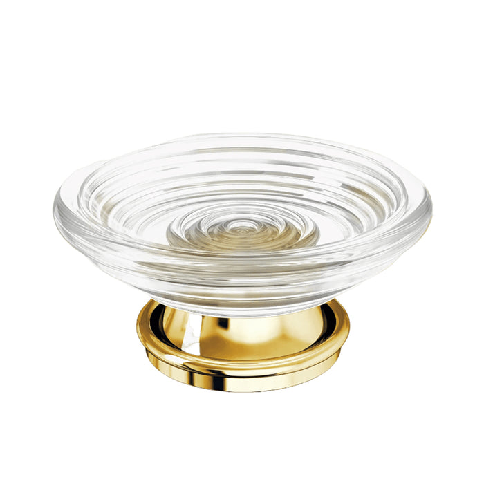 Windsor Soap Dish - Free Standing - 6" Brass/Glass/Gold