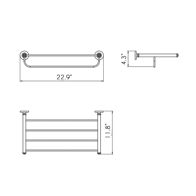 Windsor Towel Shelf - Wall Mount - 23" Brass/Antique Brass