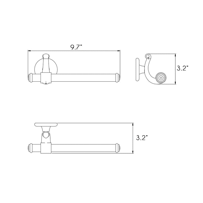Windsor Toilet Paper Holder - Wall Mount - 10" Brass/Polished Chrome
