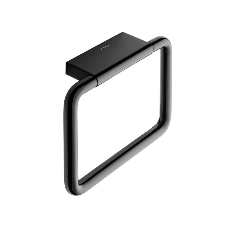 Black And White Towel Ring - Wall Mount - 8" Brass/Glossy Black