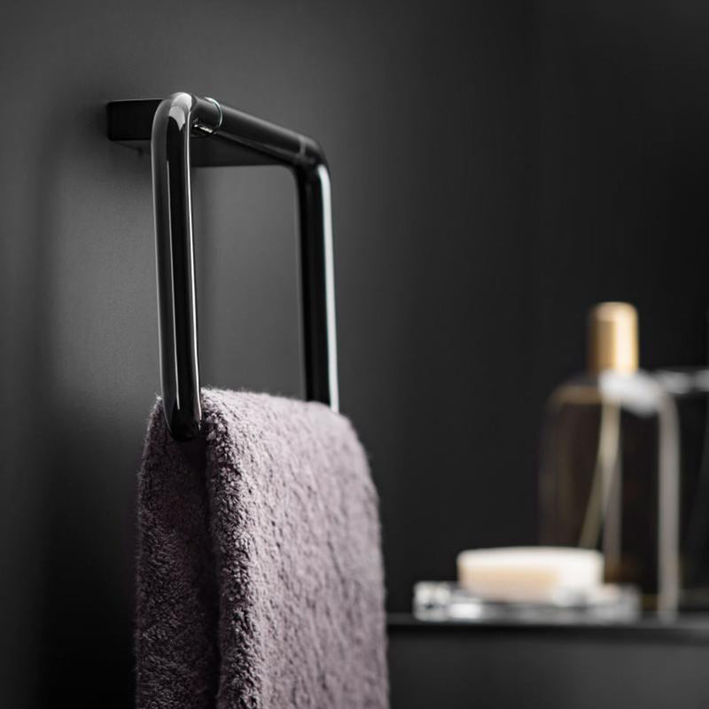 Black And White Towel Ring - Wall Mount - 8" Brass/Glossy Black