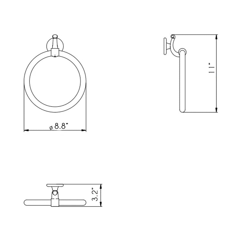 Windsor Towel Ring - Wall Mount - 9" Brass/Polished Chrome