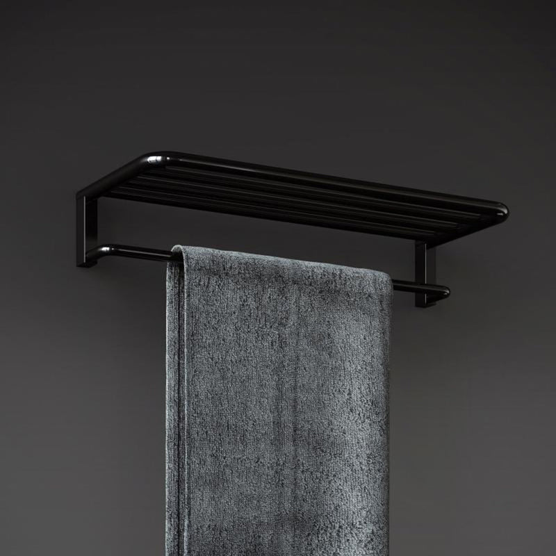 Black And White Towel Rack - Wall Mount - 24" Brass/Glossy Black