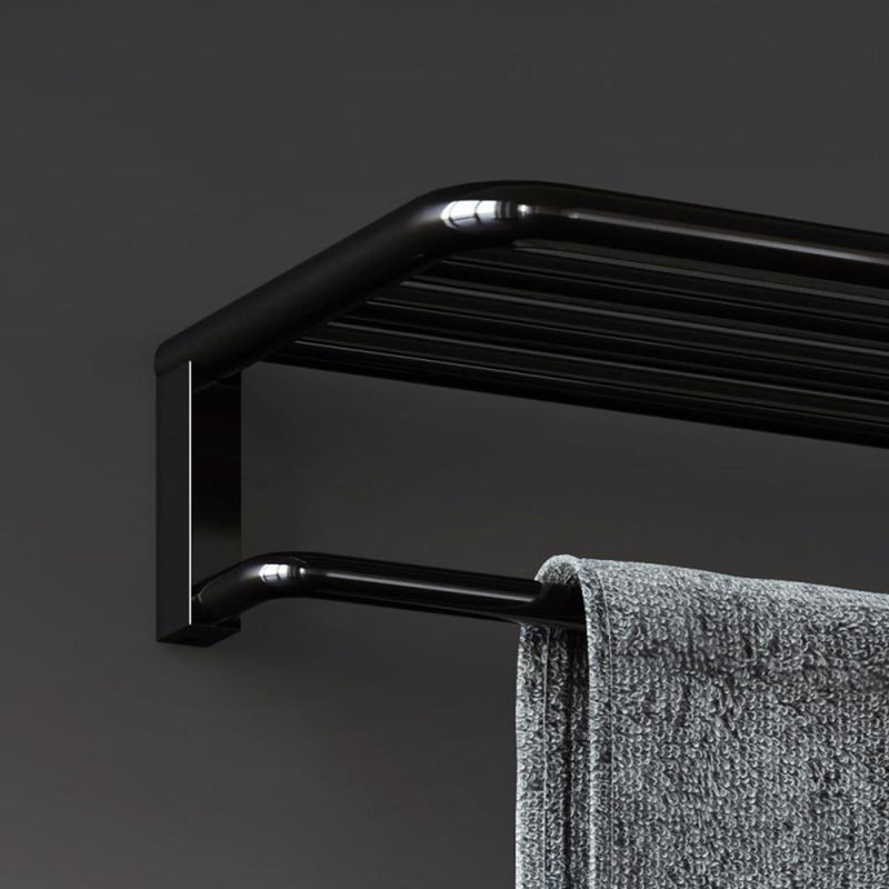 Black And White Towel Rack - Wall Mount - 24" Brass/Glossy Black