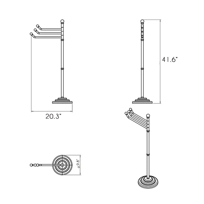 Windsor Towel Rack - Free Standing - 42" Brass/Gold
