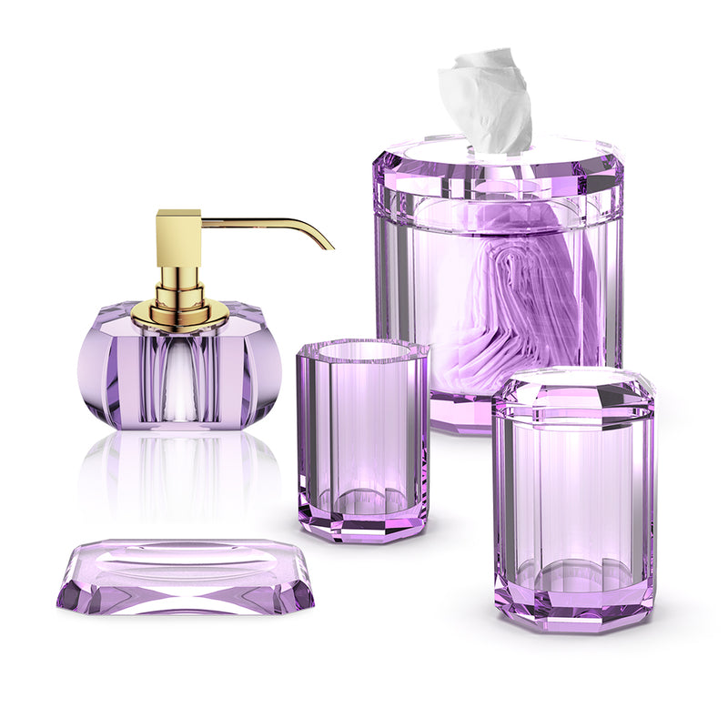 Kristall Bathroom Accessories Set - Free Standing - Glass/Violet